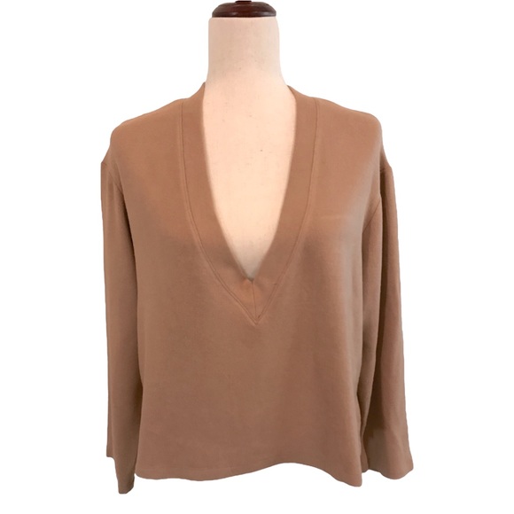 Leset Lori V-Neck Sweater Dune Camel Color Size Medium New - Picture 6 of 11